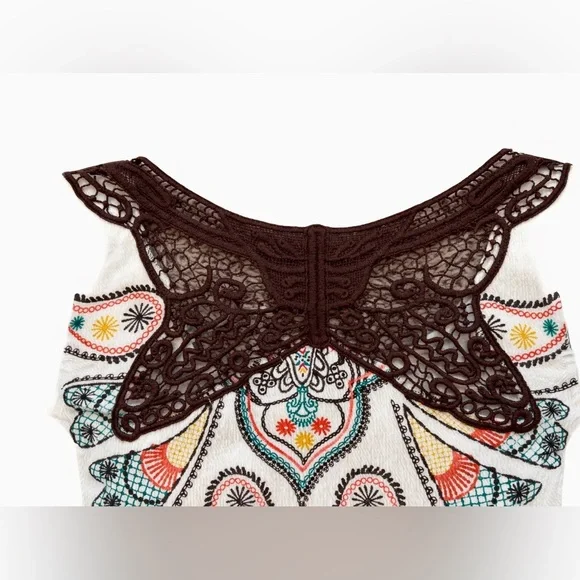 Almost Famous Y2K Babydoll Top Fairy Sheer Lace Butterfly Cap Sleeves Gauze sz M - Picture 5 of 5